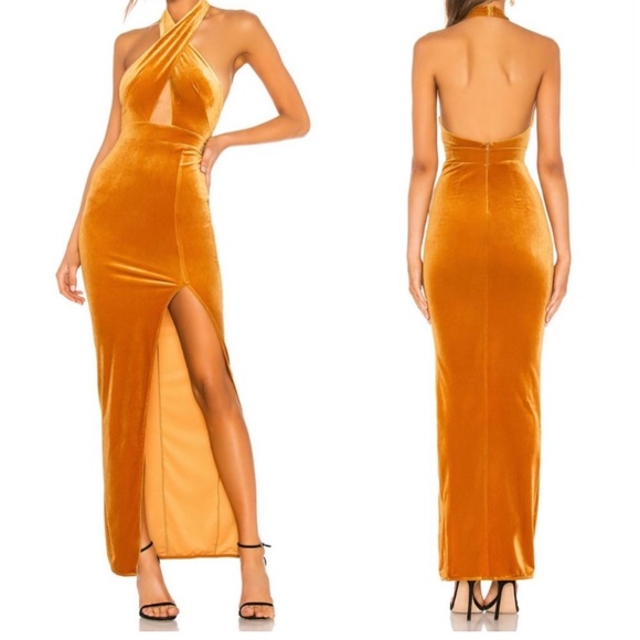 NWT Michael Costello x Revolve velvet halter dress - Picture 1 of 4